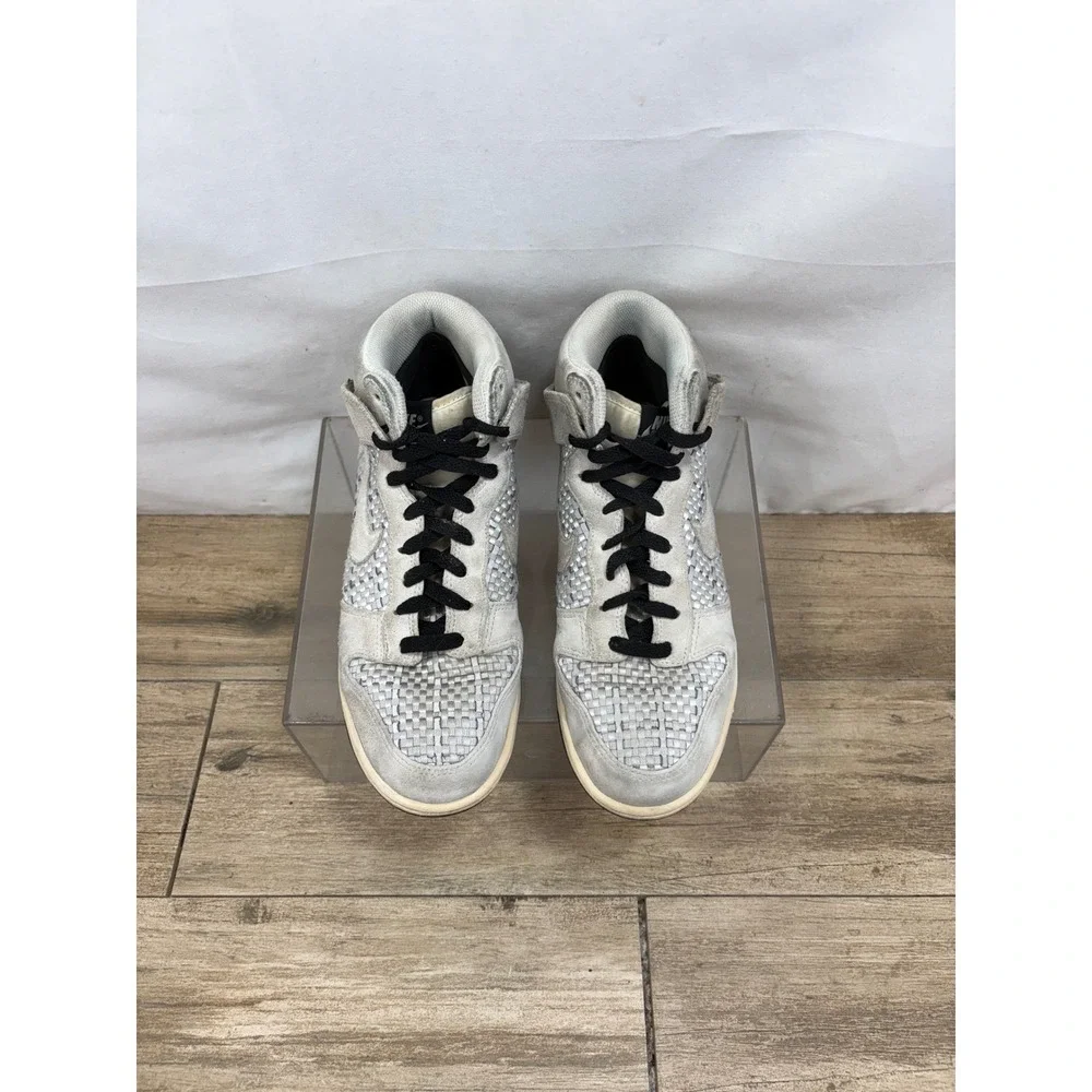 Nike Dunk High Woven Sneakers Gray Suede High Top Shoes Size 8.5